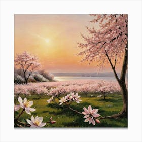 Blossoms in the Golden Hour Cherry Blossoms Canvas Print