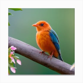 Bird Perched On A Branch Canvas Print