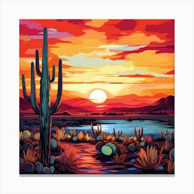 Sunset Cactus Canvas Print