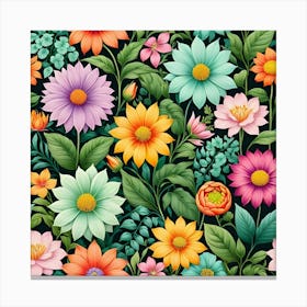 Floral Seamless Pattern 16 Canvas Print