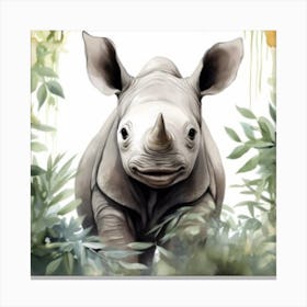 Rhino In The Jungle Canvas Print