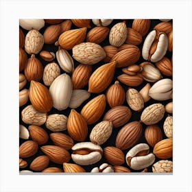 Almonds On A Black Background 11 Canvas Print