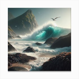 Ocean Wave Crashing Canvas Print