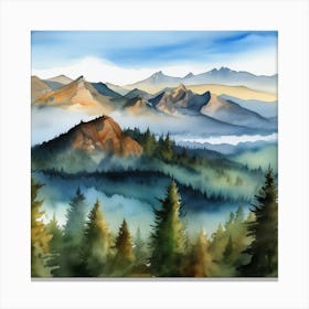 Watercolor Of Mountains 3 Canvas Print