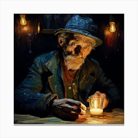 Old Man With Candle Canvas Print