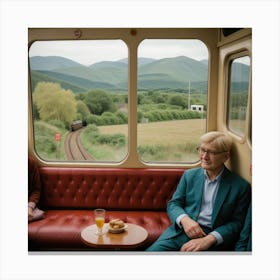 Vintage Train Journey Series: David Hockney Style 7 Canvas Print