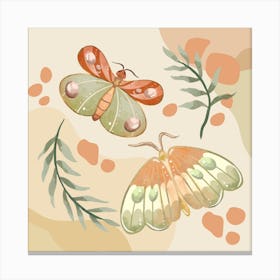Colorful Moths Pastel Colored Canvas Print