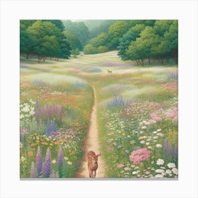 Baby deer in a meadow Canvas Print