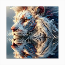 Lion In Water Canvas Print