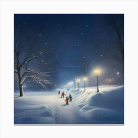 Winter Night In The Park Canvas Print