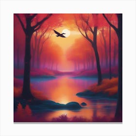 Sunset In The Forest 4 Canvas Print