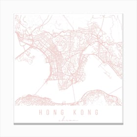 Hong Kong China Light Pink Minimal Street Map Square Canvas Print