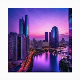 Cityscape At Dusk 3 Canvas Print