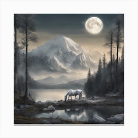 Horse In The Moonlight Canvas Print