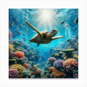 Sea Turtle In The Ocean Canvas Print