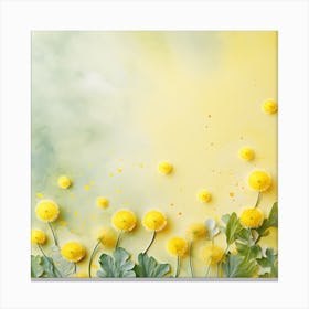 Yellow Dandelions On A Watercolor Background Canvas Print