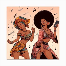 Two African Women Dancing Canvas Print