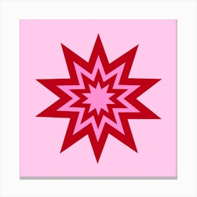 Starburst Pink and Red Star Canvas Print