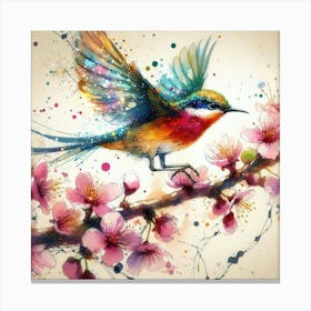 Colorful Bird On A Branch Canvas Print