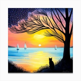 Sunset Cat 3 Canvas Print