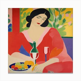 Woman With A Glass Of Wine Canvas Print