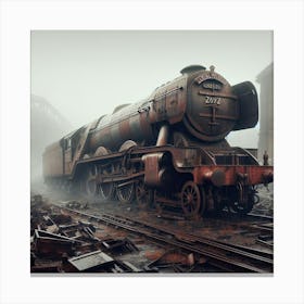 Steam Train In The Fog 1 Canvas Print