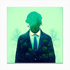 Man With Trees On His Head Canvas Print