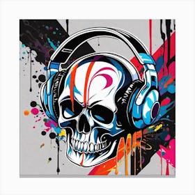 Skull With Headphones 13 Canvas Print