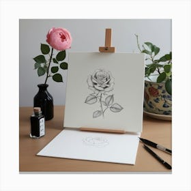 Rose On Easel Canvas Print