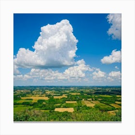 Cloudscape Dominated By Billowing White Cumulus Clouds Under A Bright Blue Sky Gentle Sunlight Cast (6) Canvas Print