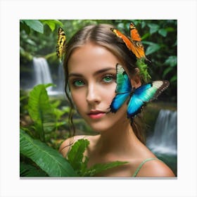 Beauty and butterflies  Canvas Print