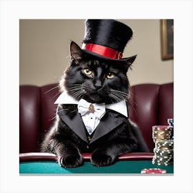 Cat Top Hat Poker Canvas Print
