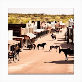 Western Town In Texas With Horses No People (19) Canvas Print