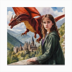 Beautiful Girl And The Dragon Prince Canvas Print