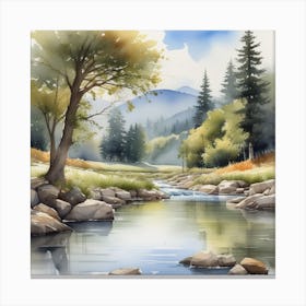Watercolor Landscape Painting 3 Canvas Print