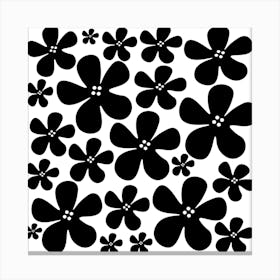 Black Flowers Pattern Canvas Print