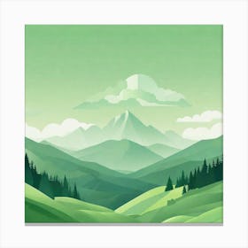 Misty mountains background in green tone 149 Canvas Print