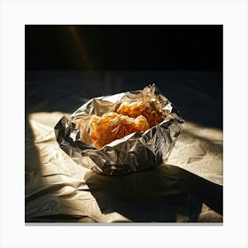 Crumpled Plastic Wrapper Foreground Contrasting Against A Pristine Dark Background Focus On Texture Canvas Print