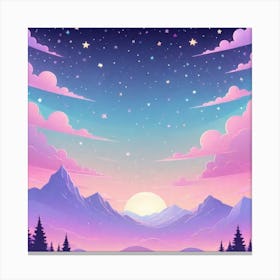 Sky With Twinkling Stars In Pastel Colors Square Composition 133 Canvas Print