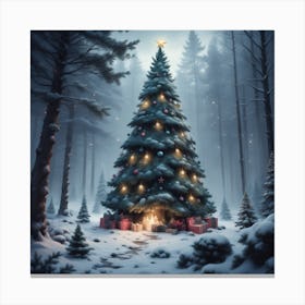 Christmas Tree In The Forest 109 Canvas Print