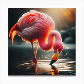 Flamingo In Water Canvas Print