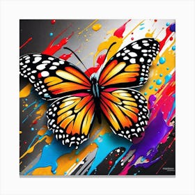 Butterfly With Paint Splashes Canvas Print