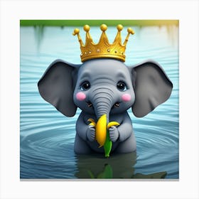 Elephant With A Crown 2 Canvas Print