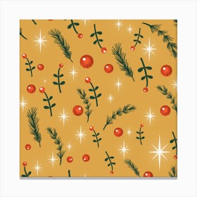 Happy Holidays Foliage Yellow Canvas Print