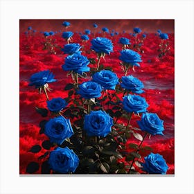 Blue Roses In The Water Canvas Print