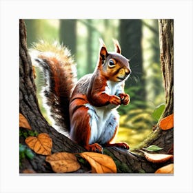 Squirrel In The Forest 340 Canvas Print