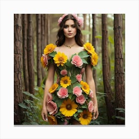 Sunflowers In The Forest Canvas Print