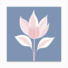 A White And Pink Flower In Minimalist Style Square Composition 523 Canvas Print