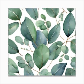 Illustrative Albedo Watercolor Eucalyptus Leaves Art 2 Canvas Print