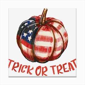 American Halloween Usa Flag Trick Or Treat Scary Pumpkin Canvas Print